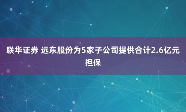 联华证券 远东股份为5家子公司提供合计2.6亿元担保