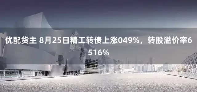 优配货主 8月25日精工转债上涨049%,转股溢价率6516%